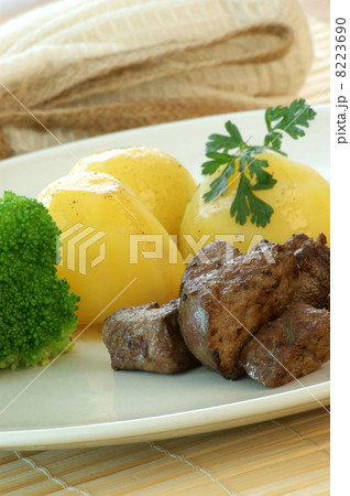 liver goulash on pasta with organic broccoli liver goulash on pasta with organic broccoli 8223690