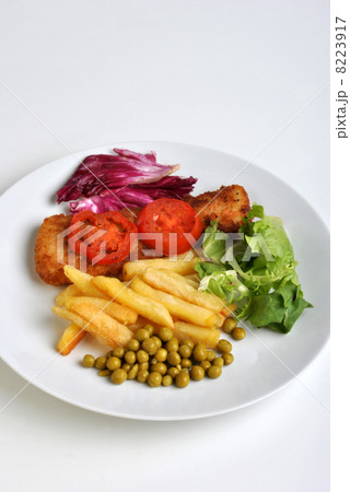 fish and chips with some organic pea fish and chips with some organic pea 8223917