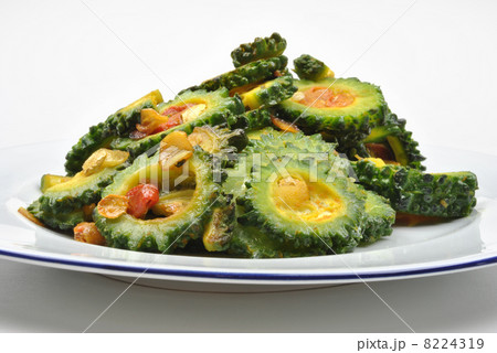 fresh organic karela salad on a plate 8224319