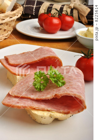 home made bread roll with organic ham home made bread roll with organic ham 8225614