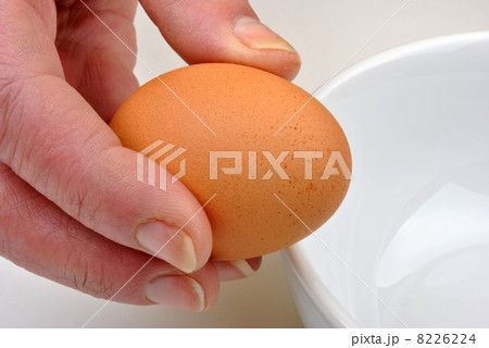 open one organic egg to separate egg yolk 8226224