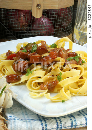 home made tagliatelle with organic sausage goulash 8226347