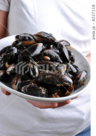 cooked and opened organic mussel ready to eat cooked and opened organic mussel ready to eat 8227118