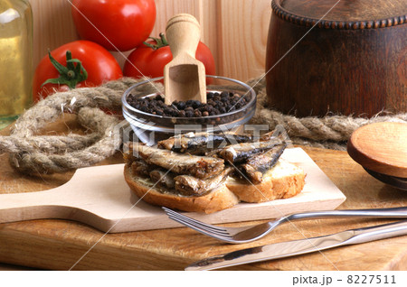 some fresh organic sprats on home made toast 8227511