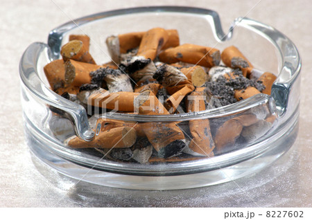 one unhealthy cigarette in a glass ashtray one unhealthy cigarette in a glass ashtray 8227602
