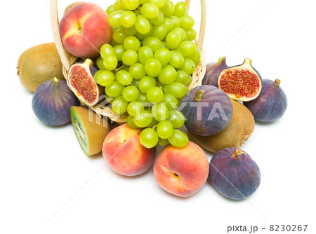 fresh ripe fruits close-up. white background. 8230267