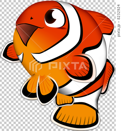 かわいい魚イラスト「クマノミ(カクレクマノミ)」ベクター形式、白背景(pngは背景透過) かわいい魚イラスト「クマノミ(カクレクマノミ)」ベクター形式、白背景(pngは背景透過) 8232924
