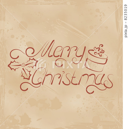 Calligraphic Christmas lettering, grunge background 8235019