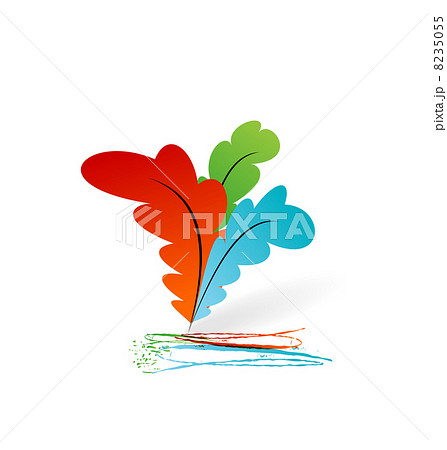 Collection colorful artistic feathers with ink 8235055