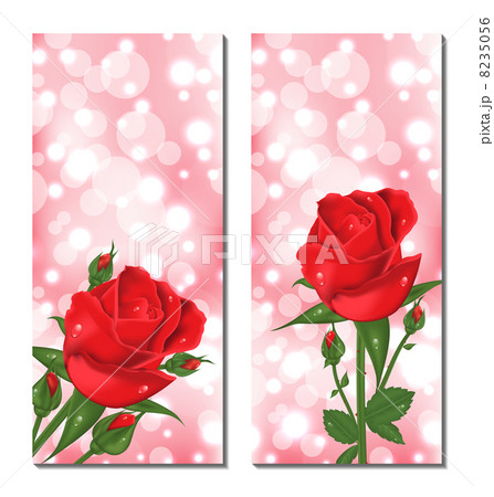 Set of beautiful cards with red roses 8235056