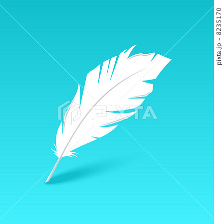 White feather isolated on blue background 8235170