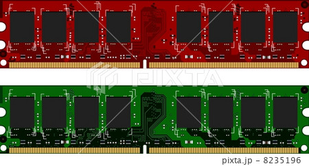 Two DDRII modules red and green 8235196