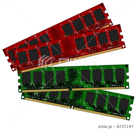 Two set DDRII modules red and green 8235197