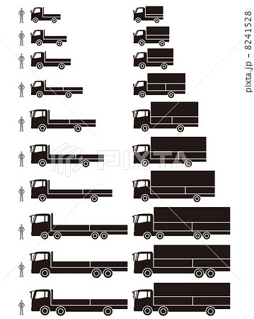 ウイングトラックと平ボディトラックのイラスト素材
