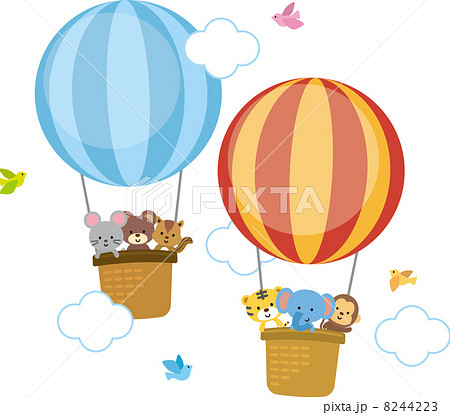 気球と動物のイラスト素材
