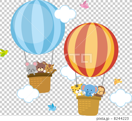 気球と動物のイラスト素材