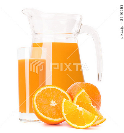 Orange fruit juice in glass jug 8246265
