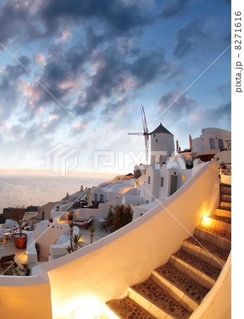 Windmill in  Santorini island in Greece 8271616