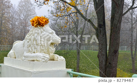 Statue of marble lion in Catherine park. 8279467