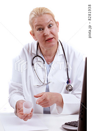 medical assistant with a medical container in her hand 8281938