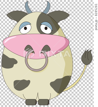丸い牛のイラスト素材