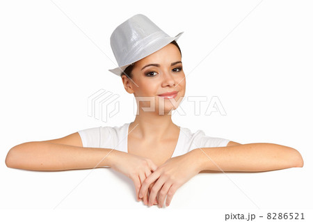 Woman with a blank billboard 8286521