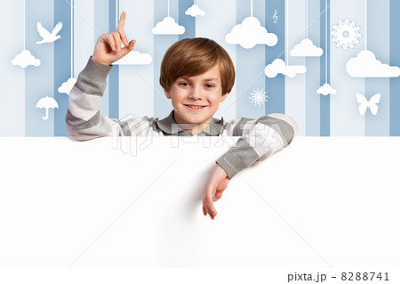 Boy with a blank billboard 8288741