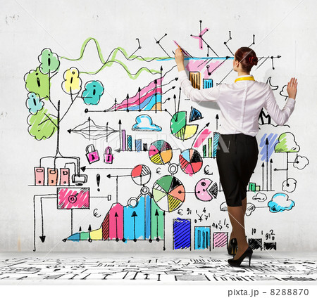 Businesswoman drawing on wall Businesswoman drawing on wall 8288870