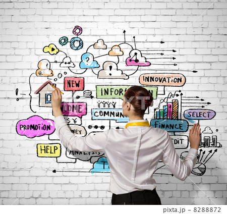 Businesswoman drawing on wall 8288872