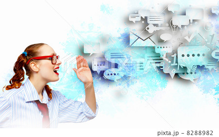 Teenager girl in red glasses 8288982