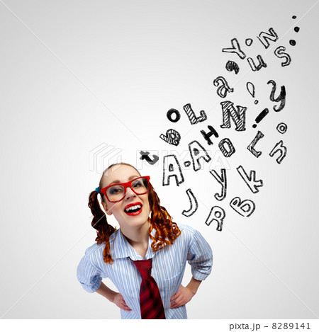 Funny girl in red glasses Funny girl in red glasses 8289141