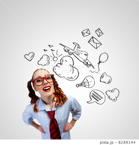 Funny girl in red glasses Funny girl in red glasses 8289144