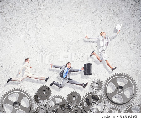 Business people and mechanism elements Business people and mechanism elements 8289399