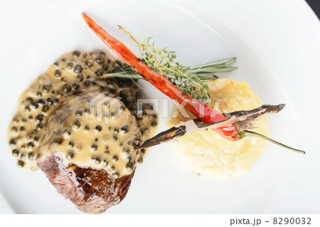 peaces of meat with garnish 8290032