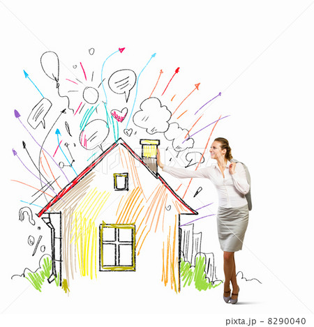Businesswoman leaning on illustration 8290040
