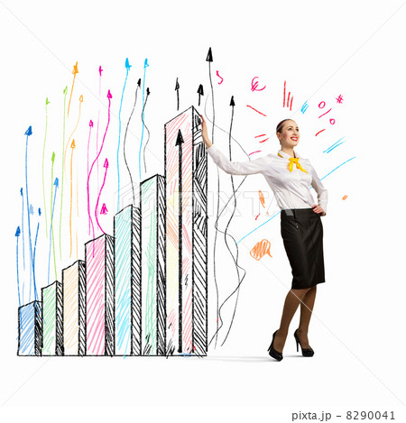 Businesswoman leaning on bars Businesswoman leaning on bars 8290041