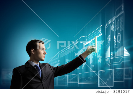 Businessman and media screen Businessman and media screen 8291017