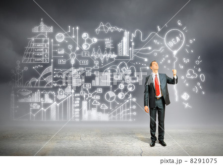Businessman and business sketch Businessman and business sketch 8291075