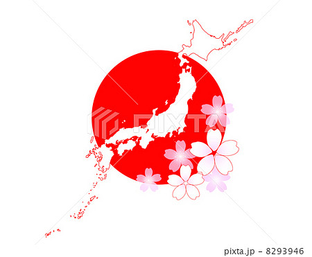 日本 日本地図 桜 訪日 インバウンド 訪日外国人 訪日客のイラスト素材