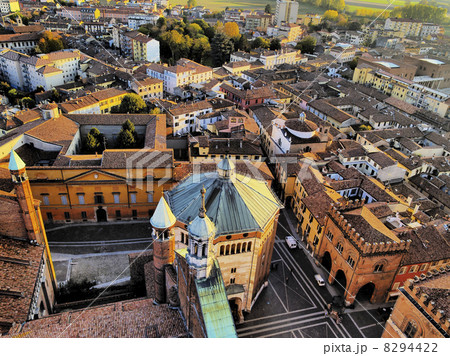 Cremona, view from cathedral tower, Lombardy, Italy 8294422