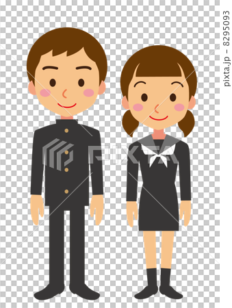 可愛い学生 学ラン セーラー服 のイラスト素材