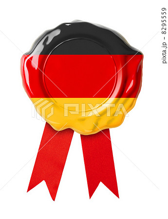 Germany flag seal or medal with red ribbon Germany flag seal or medal with red ribbon 8295559