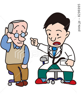 怒る医者と老人患者のイラスト素材