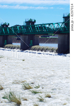 櫛田祓川頭首工の濁流 8297014