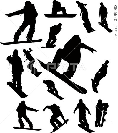 Snowboarder man silhouette set for design use 8299988
