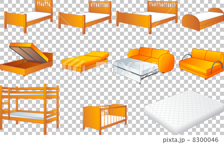 Bedroom furniture set, beds, sofa, vector 8300046