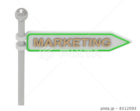 3d rendering of sign with gold "MARKETING" 3d rendering of sign with gold "MARKETING" 8312093