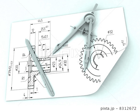 Compasses drawing and a pencil 8312672