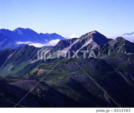 穂高連峰と鷲羽岳 8313565