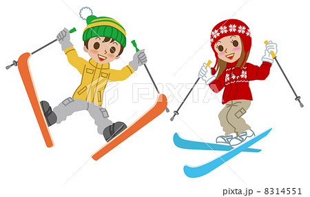 スキー 子供 ジャンプのイラスト素材